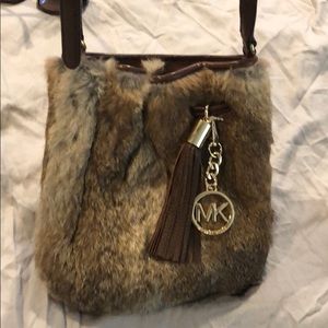 MK rabbit fur shoulder bag